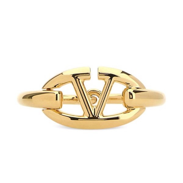 Valentino Garavani V Logo Gold Tone Moon Bangle Bracelet W Box Dust Bag Tags 307$